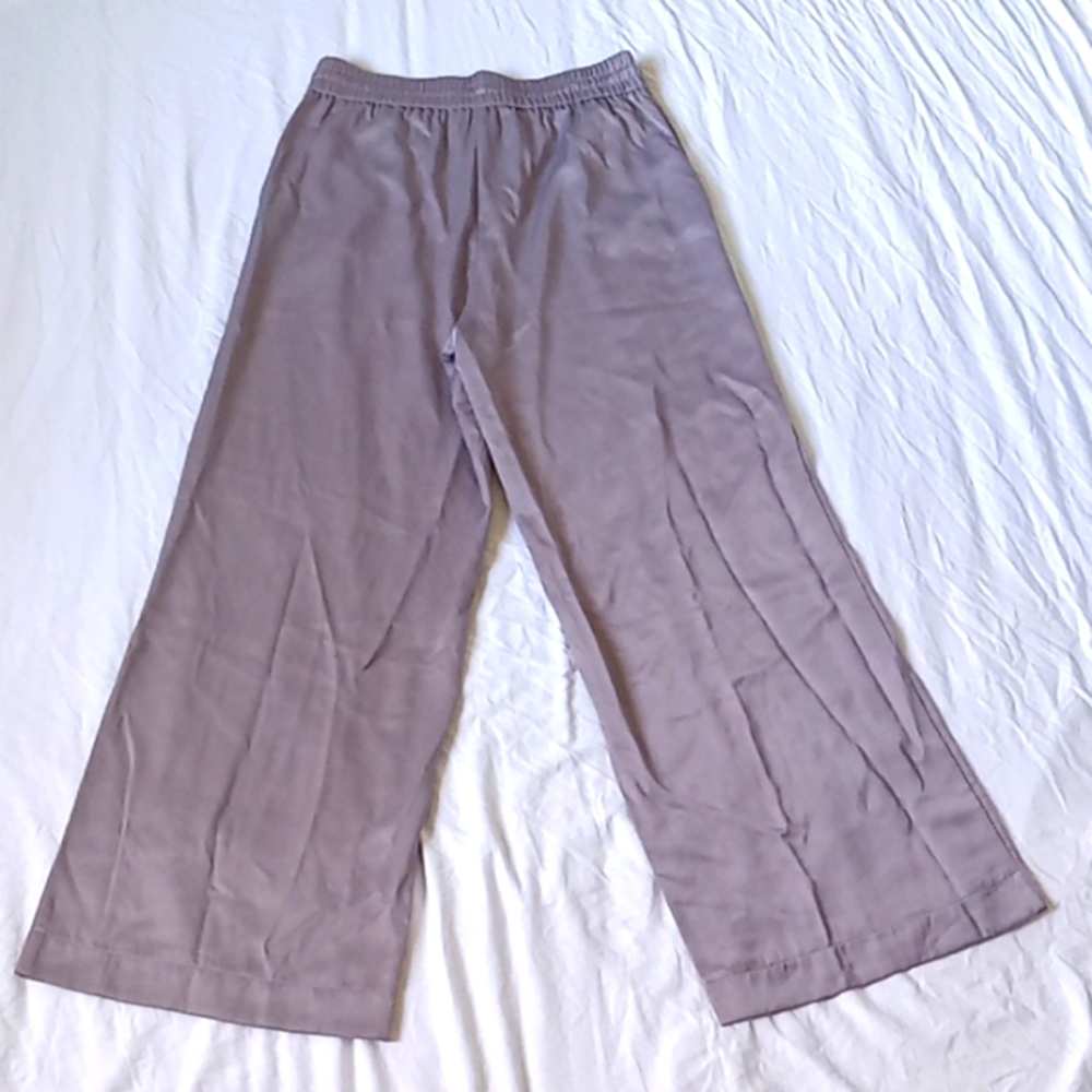 Zara Women's Wide Leg Bohemian Trousers Pants Gray Size L - Picture 6 of 9